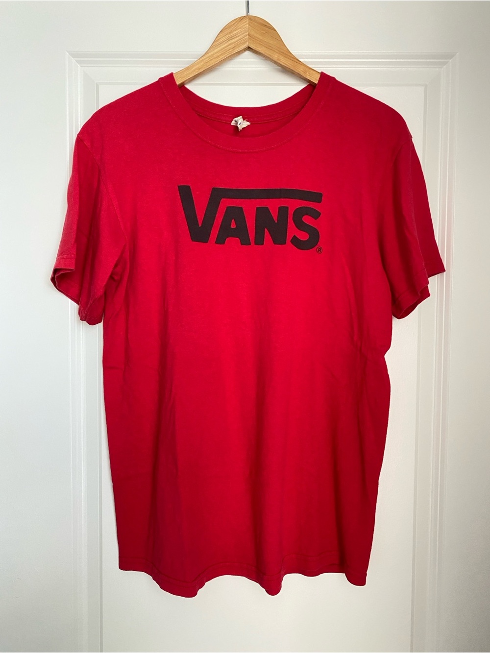 Vans Red T-Shirt with Black Logo - Men's Short Sleeve